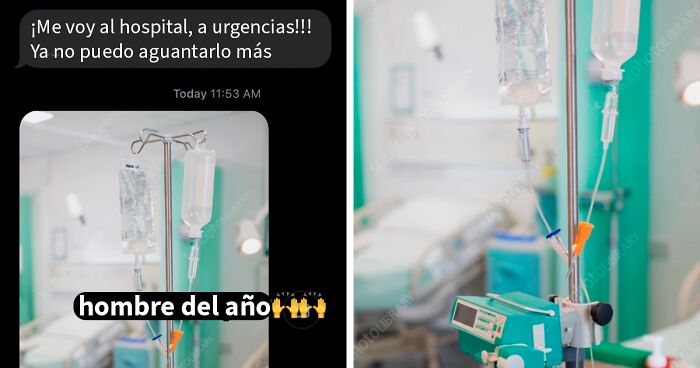 Captura de pantalla de mensaje de texto mostrando hospital y frase hombre del au00f1o exponiendo a hombres ridu00edculos.
