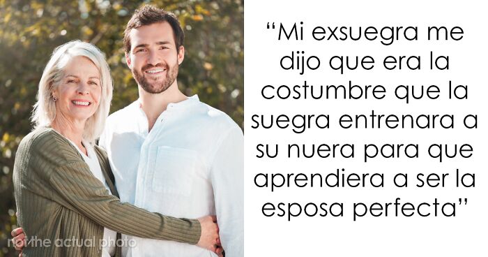 Hombre abrazando a suegra sonriente, ilustrando experiencias que soportan con sus suegras en relaciones familiares.