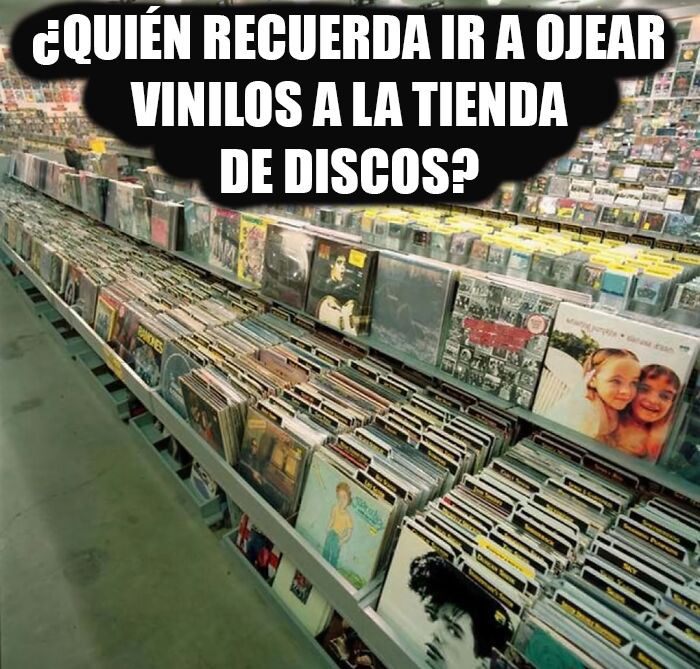Tienda de discos con vinilos de los años 80 que muestran partes de nuestras vidas que ya no existen hoy.