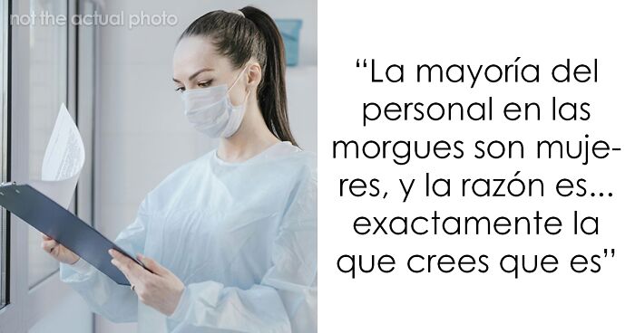 Mujer con bata y mascarilla sostiene expediente, ilustrando datos inquietantes relacionados con insomnio y morgues.