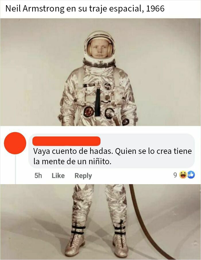 Neil Armstrong con traje espacial en 1966 y comentario sarcástico que hará pensar dos veces antes de corregir a alguien.