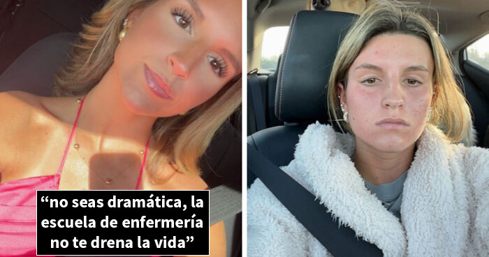 Mujer mostrando fotos de antes y después, reflejando el impacto de la vida en su apariencia y estado emocional.