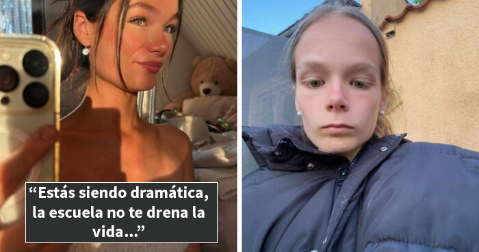 Mujer muestra contraste en fotos de antes y después, ilustrando el impacto de la vida en su apariencia y estado emocional.