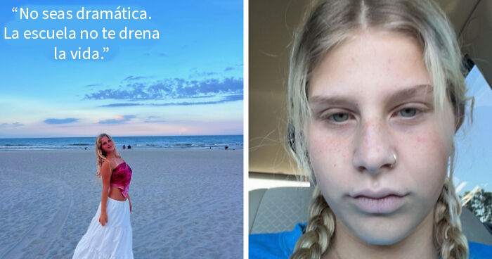 Persona joven en la playa al atardecer y selfie sin maquillaje mostrando fotos de antes y después de la vida.