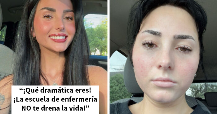 Mujer muestra fotos de antes y después en el auto, reflejando cambio tras experiencias que le pasaron por encima.