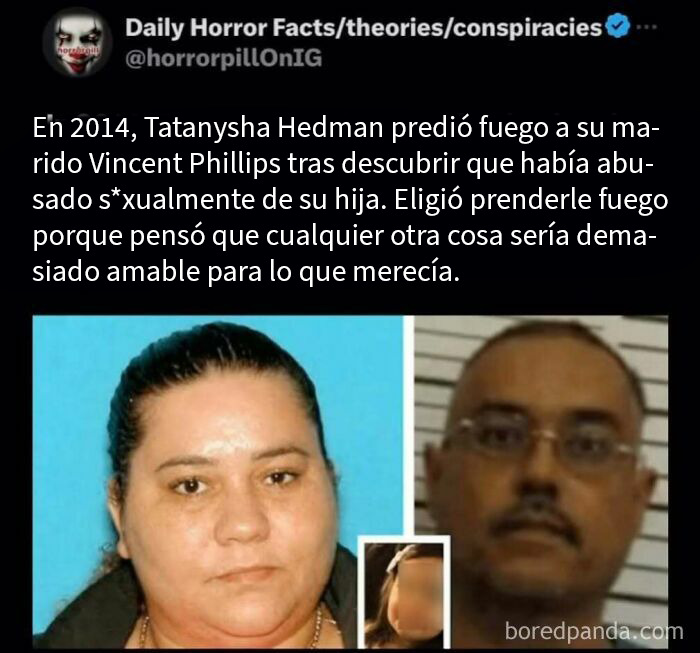 Mujer que prendió fuego a su esposo por abuso sexual a su hija, datos e historias terroríficas impactantes.