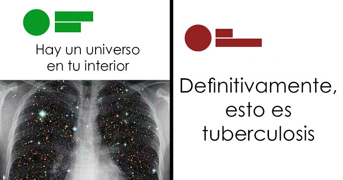 Radiografu00eda de tu00f3rax con efecto de universo interior y texto sobre memes mu00e9dicos divertidos para pu00fablico general.