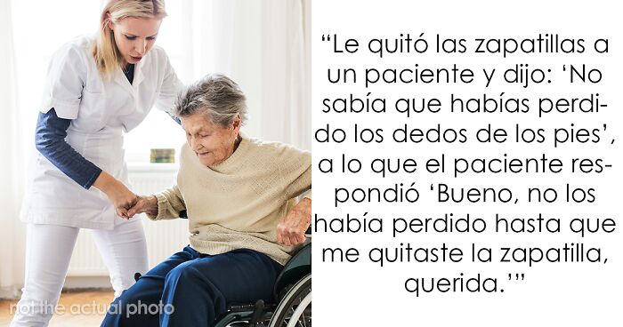 Enfermera ayudando a paciente mayor en silla de ruedas, ilustrando casos mu00e9dicos donde la atenciu00f3n llegu00f3 tarde.