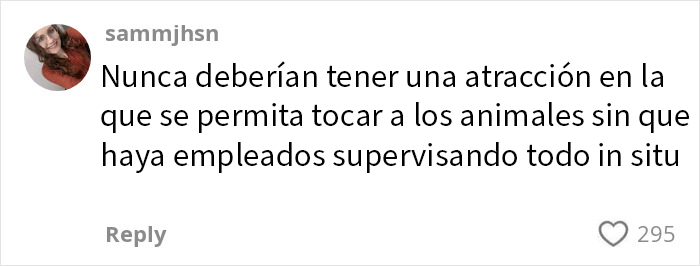 Comentario de usuaria expresando que no deberían permitir atraer a animales sin supervisión en un acuario tras ataque de pulpo.