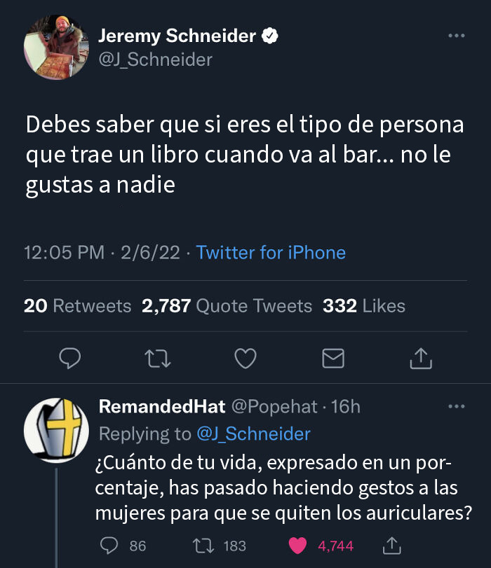 Tuit con respuesta brutal sobre impresiones en bares, representando contenido de respuestas tan brutales para recuperarse tras leerlas.