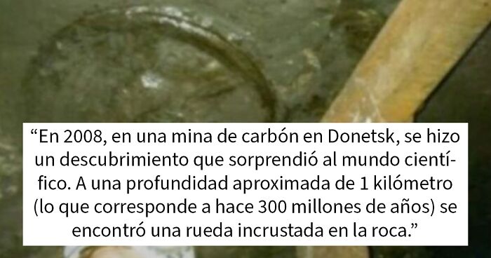 Imagen de una rueda incrustada en la roca en una mina de carbu00f3n, relacionado con datos terroru00edficos para no leer a oscuras.