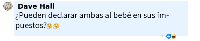Comentario de usuario preguntando sobre si las siamesas Abby y Brittany Hensel pueden declarar al bebé en sus impuestos.