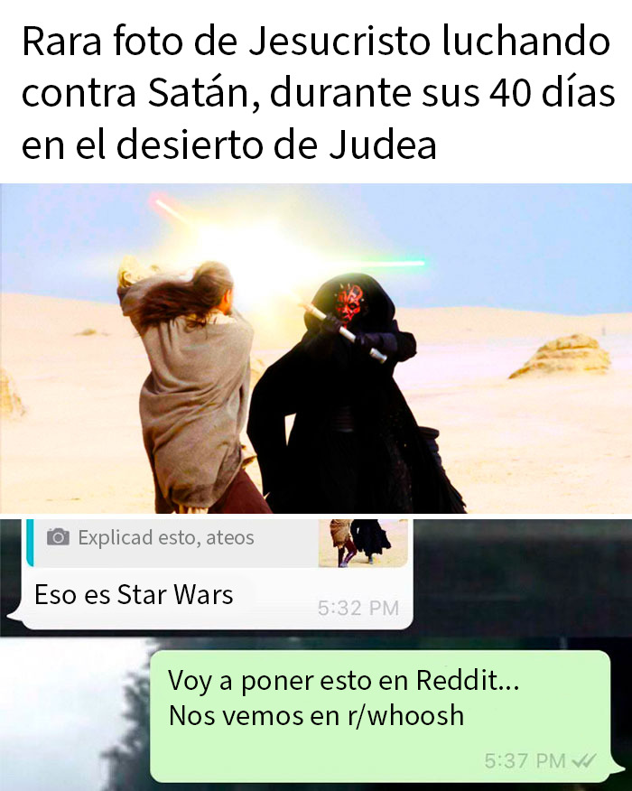 Persona no pillando la broma de Star Wars confundiendo escena con Jesucristo, quedando como tonto en internet.
