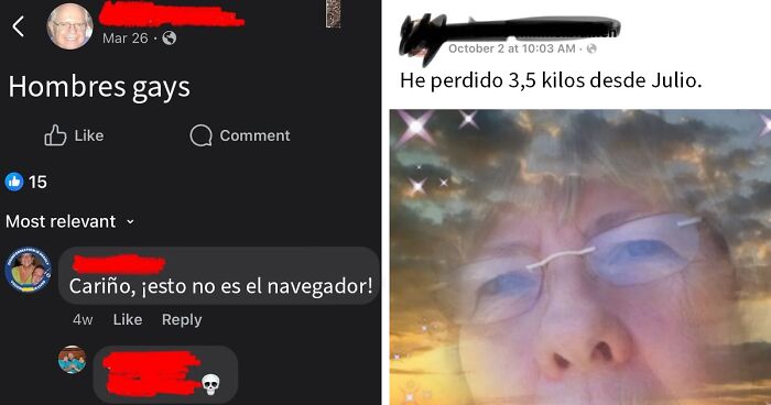 Personas mayores cometen errores divertidos en redes sociales con publicaciones y comentarios confusos.