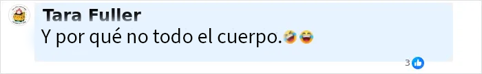 Comentario de Tara Fuller en redes sociales preguntando por qué no se tatuó todo el cuerpo tras transformación con tatuajes negros.