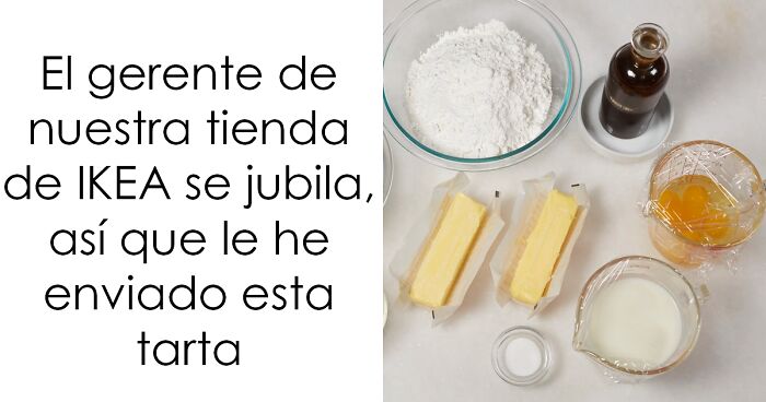 Tarta casera con ingredientes bu00e1sicos, imagen divertida relacionada con publicaciones aleatorias del grupo online Delirios de suficiencia.