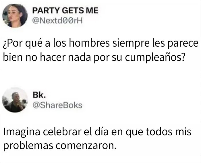 Publicación divertida con memes para combatir el aburrimiento, mostrando conversación graciosa sobre reunión escolar pequeña.