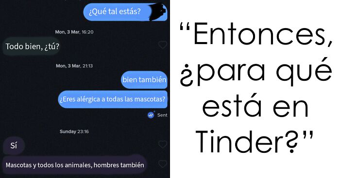 Chat de mujeres tu00f3xicas con comportamiento delirante cuestionando presencia en Tinder en conversaciu00f3n incu00f3moda.