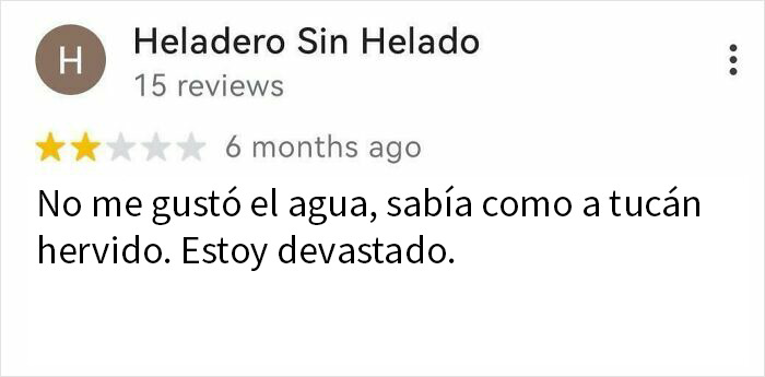 Reseña divertida con baja calificación sobre helado, parte de las personas que triunfaron en internet con sus reseñas.