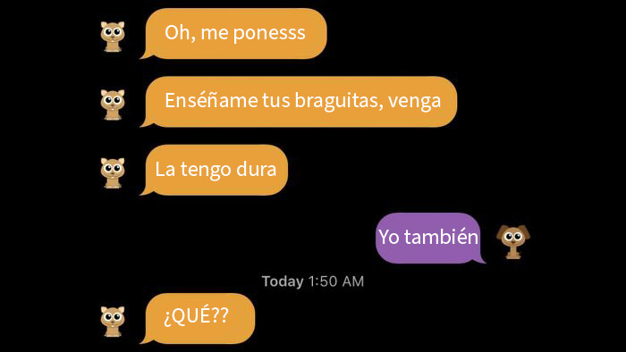Captura de pantalla de conversación con mujeres usando respuestas ingeniosas contra hombres incómodos y sus comentarios inapropiados. Captura de pantalla de conversación con mujeres usando respuestas ingeniosas contra hombres incómodos y sus comentarios inapropiados.