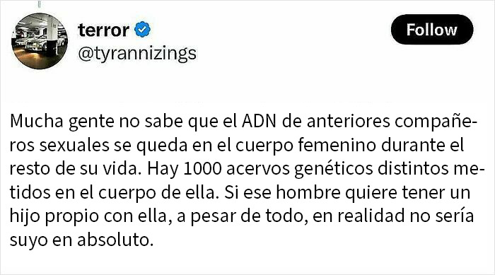 Captura de tuit con afirmación falsa sobre ADN en parejas y ejemplo de ciencia falsa que causó vergüenza online.