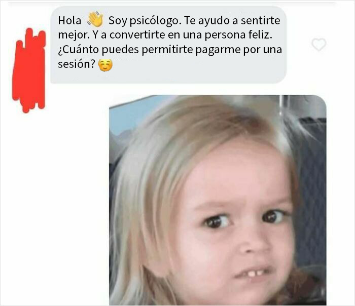 Niña con expresión de incomodidad frente a mensaje de hombre extraño ofreciendo sesión psicológica, mujer con respuesta contundente. Niña con expresión de incomodidad frente a mensaje de hombre extraño ofreciendo sesión psicológica, mujer con respuesta contundente.