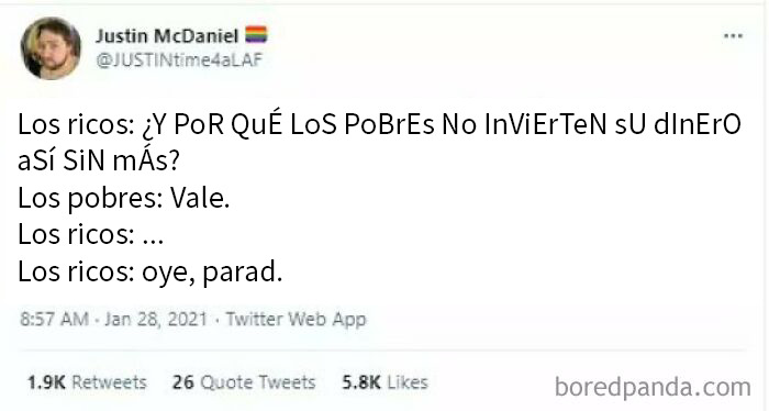 Captura de tweet sobre Brexit, consecuencias y karma reflejado en pérdida de empleo y promesas incumplidas.