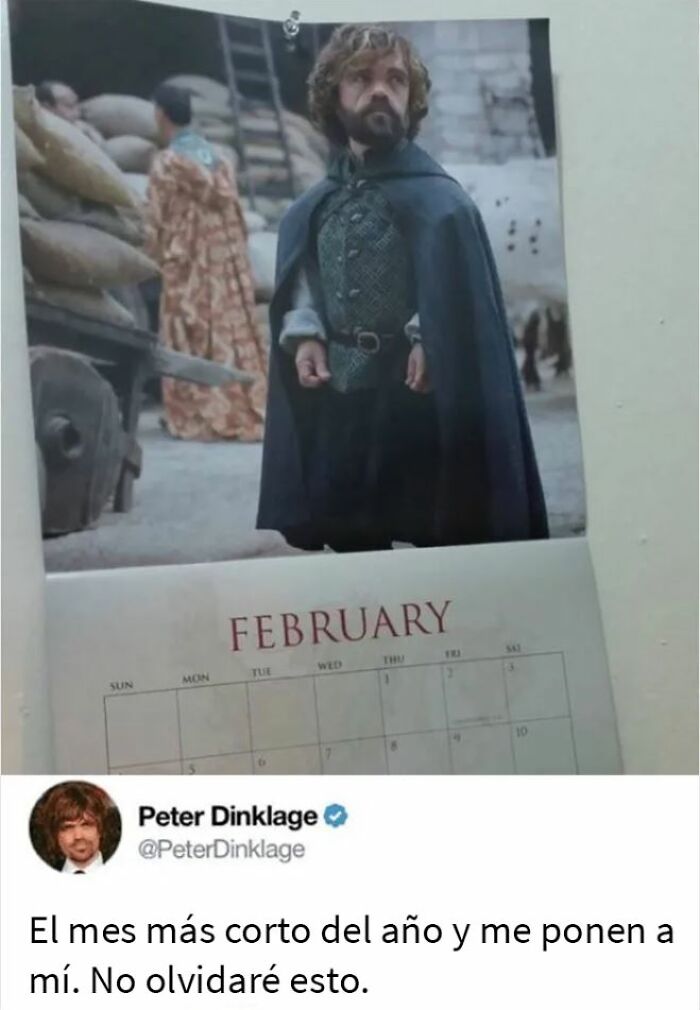 Memes de cultura divertida con personaje de Juego de Tronos y calendario de febrero para combatir el aburrimiento.