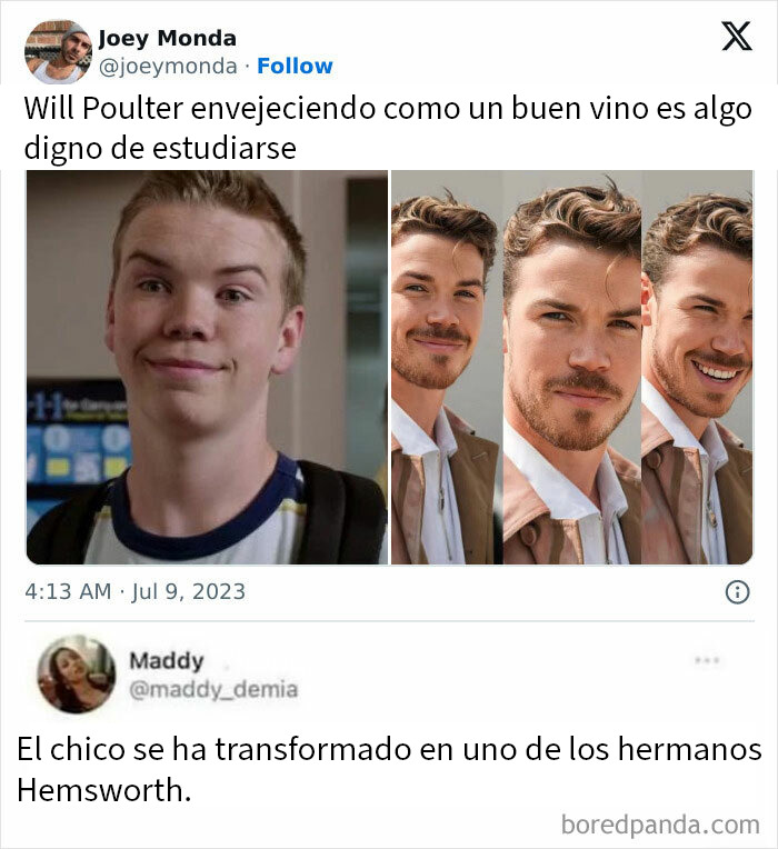 Comparación de fotos mostrando la transformación divertida con memes en Super Culture para combatir el aburrimiento.