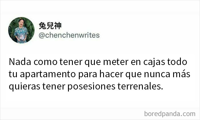 Publicación brutalmente honesta y divertida en X sobre la experiencia de empacar un apartamento completo con capturas de pantalla.