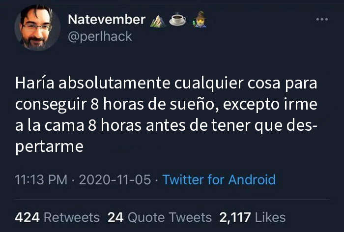 Tuit gracioso sobre el sueño que refleja memes tan relatables que resultan ofensivos para muchos usuarios en redes.