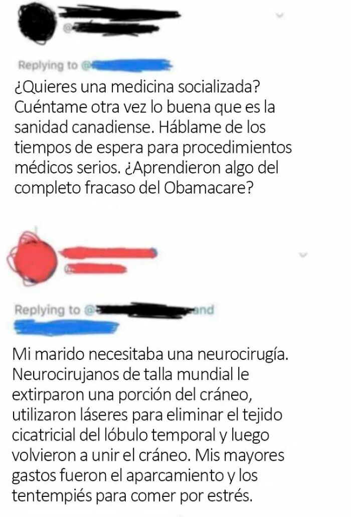 Intercambio en inglés sobre medicina socializada y sistema de salud canadiense en discusión con referencias a Canadá y América.