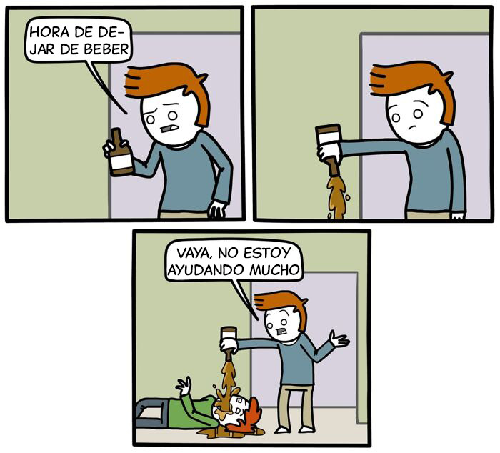 Hombre asustado por broma de humor negro en cómic divertido, destacando estilo de humor oscuro y cómics humorísticos.