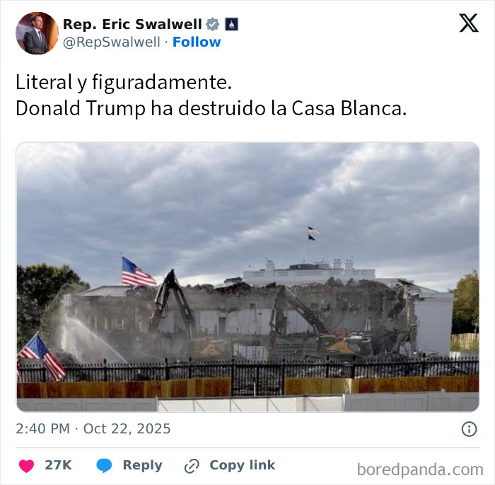 Demolición fallida frente a la Casa Blanca bajo cielo nublado, ejemplo de intento que terminó en un gran fallo.