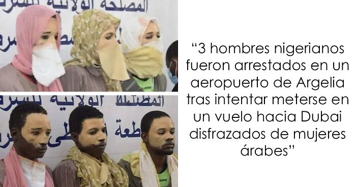 Hombres nigerianos arrestados tras intento fallido de disfrazarse de mujeres u00e1rabes en aeropuerto, divertido momento con intento inesperado.