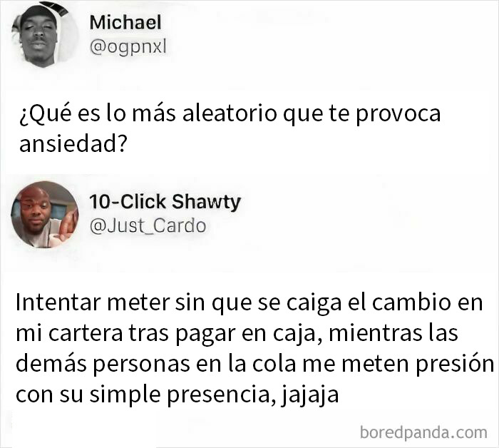 Meme divertido sobre la ansiedad al pagar en caja y la presión de las personas en la fila, humor para la dosis diaria de risa.