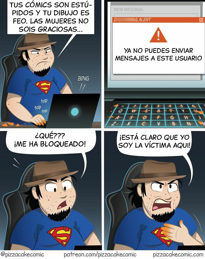 Cómic divertido de PizzaCake mostrando personajes con gorra MAGA en una sátira política humorística y relatable.