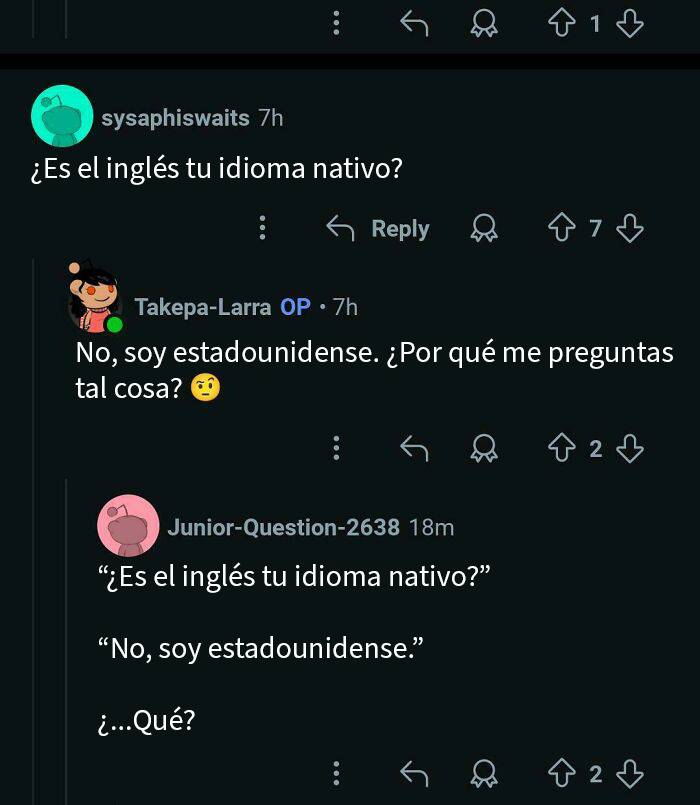 Conversación en línea mostrando a estadounidenses avergonzándose por errores al hablar inglés, capturando momentos cómicos y embarazosos.