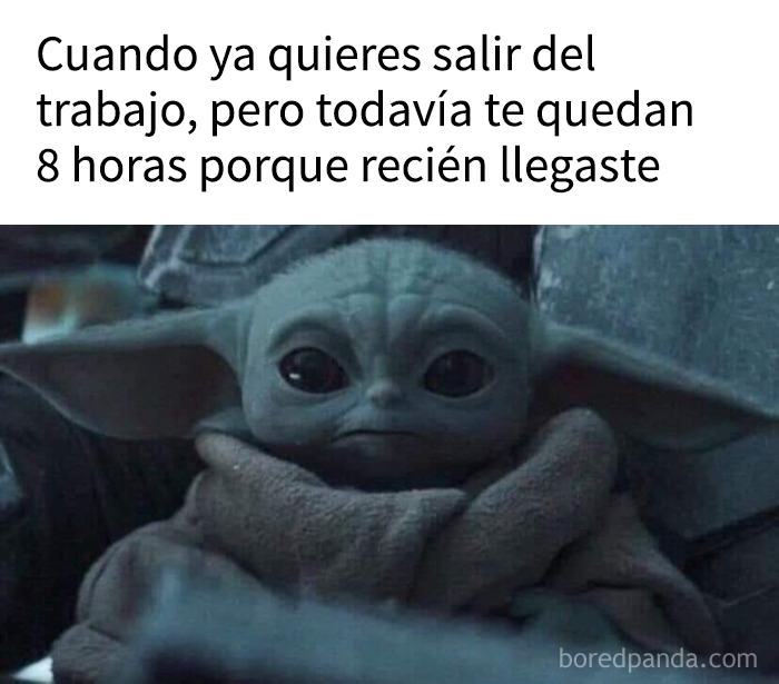 Bebé Yoda con expresión triste representa publicaciones graciosas que muestran cómo la humanidad comparte una sola célula cerebral.