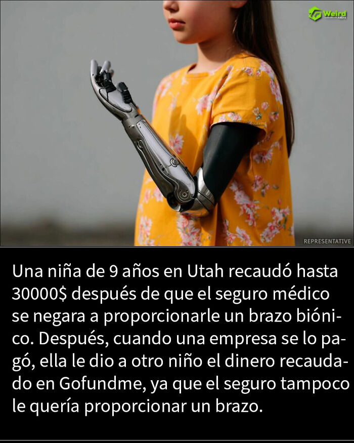 Niña con brazo biónico, muestra solidaridad después de recaudar fondos ante rechazo de seguro, ejemplo de posts aparentemente wholesom.