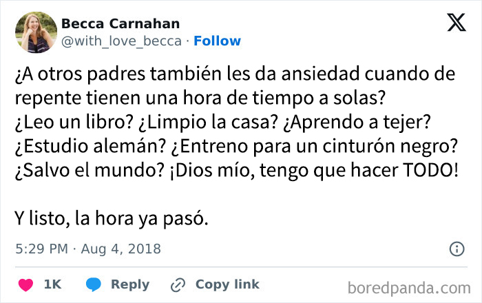 Tuit divertido sobre la experiencia de padres con memes de crianza hilarantes para disfrutar y tomar un respiro.