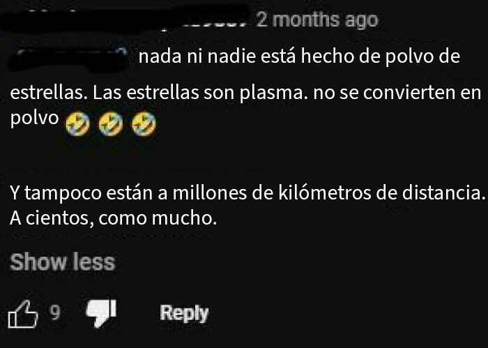 Captura de pantalla de publicación online mostrando un comentario con ideas erróneas y estupidez en internet.