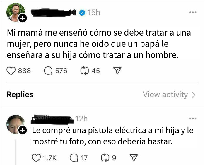 Comentario en redes con humor afilado donde mujeres responden ingeniosamente a hombres, destacando el humor que duele.