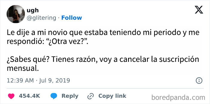 Mujer responde con humor agudo a comentario de hombre sobre su periodo, ejemplo popular de mujeres cerrando debates.