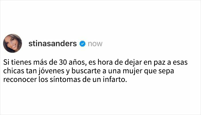 Mujer responde con humor agudo y sarcástico a hombre mayor que pretende a chicas jóvenes en redes sociales.