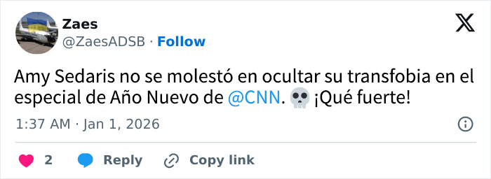 Una actriz deja desconcertados a los espectadores en la víspera de Año Nuevo con un comentario “transfóbico” Una actriz deja desconcertados a los espectadores en la víspera de Año Nuevo con un comentario “transfóbico”