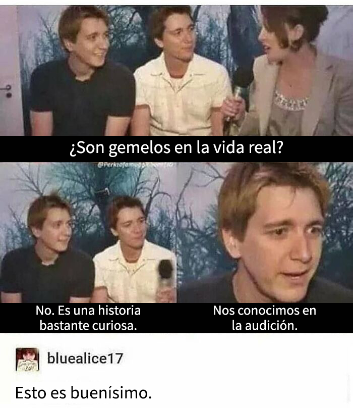 Entrevista a dos hombres similares en apariencia, humor negro y memes hilarantes para quienes disfrutan de esta combinación.