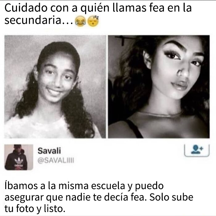 Memes oscuros y divertidos mostrando humor negro en imágenes de transformación escolar con frases sarcásticas.