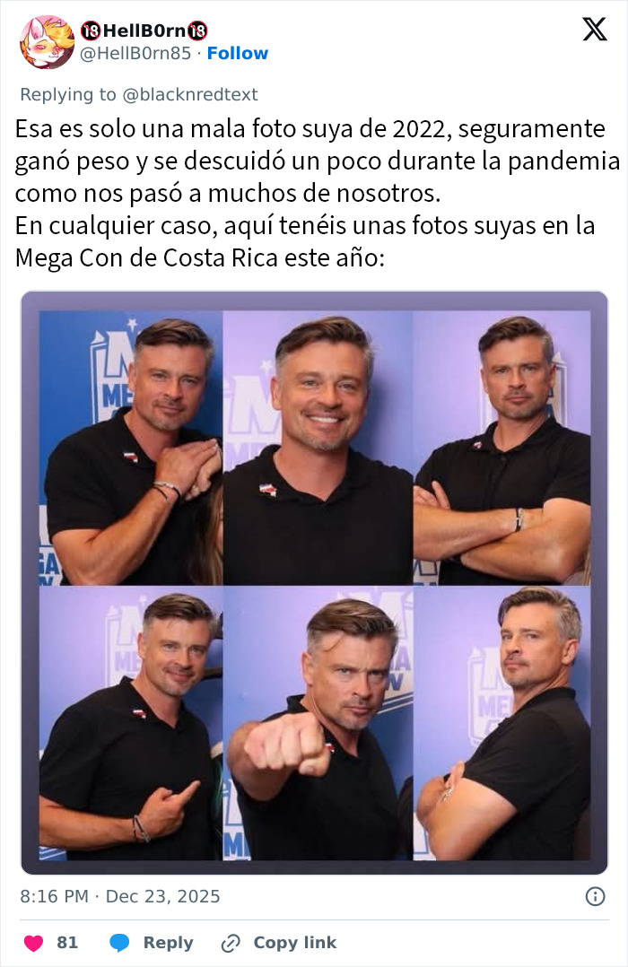 Hombre cuarentón y galán adolescente de los 2000 en varias poses durante evento en Costa Rica 2025.