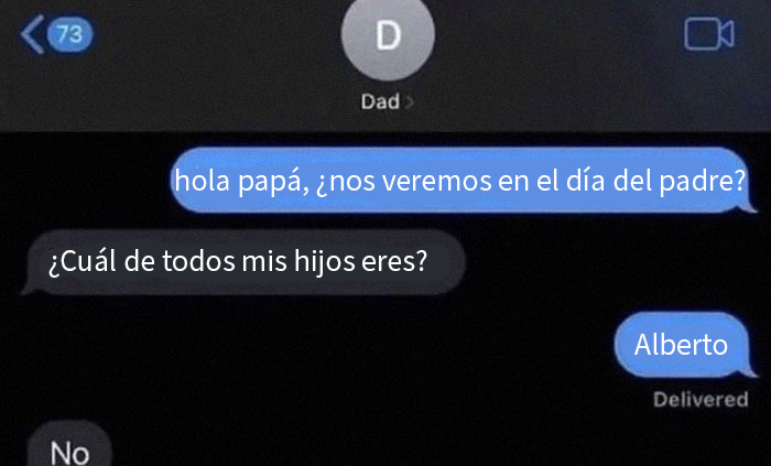 Conversación de mensajes de texto divertidos entre un hijo y su padre que tomó un giro inesperado y gracioso.